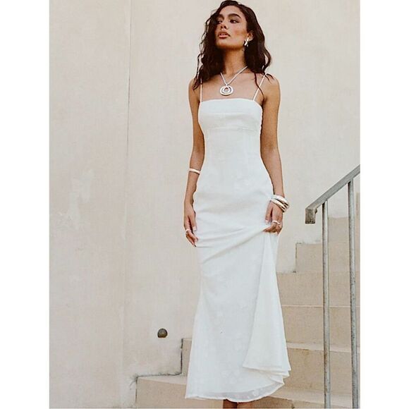 Princess Polly HANLEN MAXI DRESS WHITE Size 12 Nwot - Picture 1 of 8